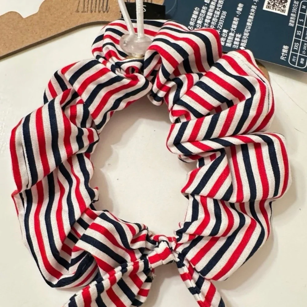 Striped Red, White, and Blue Cat Bow Tie
